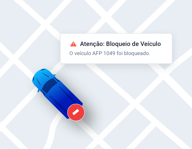 Painel da Cobli alertando o usuário que o veículo foi bloqueado