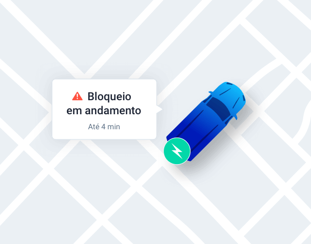 Painel da Cobli alertando o usuário que o bloqueio do veículo está em andamento