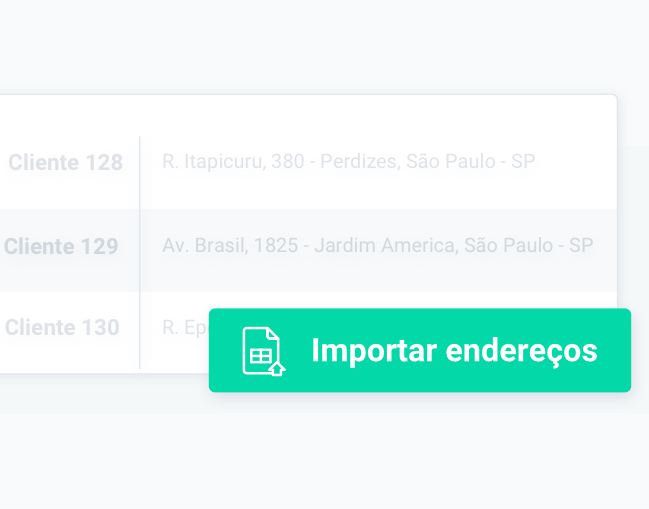 Painel da Cobli mostrando a importação de entereços de uma fonte externa