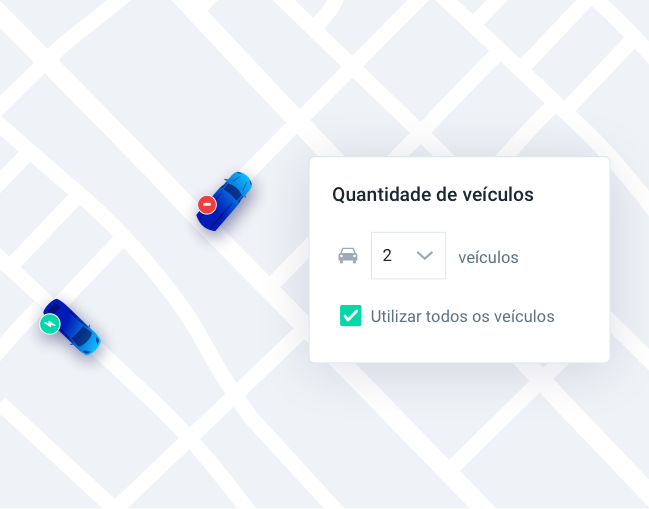 Painel da Cobli mostrando a opção de quantos veículos o usuário deseja utilizar.